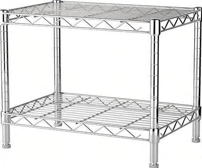 Xcity Storage Shelves, 2 Tier Heavy Duty Metal Shelving Unit with Wheels, 700 LBS Capacity Adjustable Steel Wire Shelf Organizer for Pantry, Kitchen, Garage, 14" D x 24" W x 20" H, Chrome