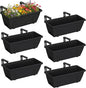 CADUKE 6 PCS Railing Planter Boxes, Black Planter Boxes with Adjustable Bracket, 17 Inch Deck Rail Planters for Outdoor Plants, Flower Pots for Balcony Garden Decor