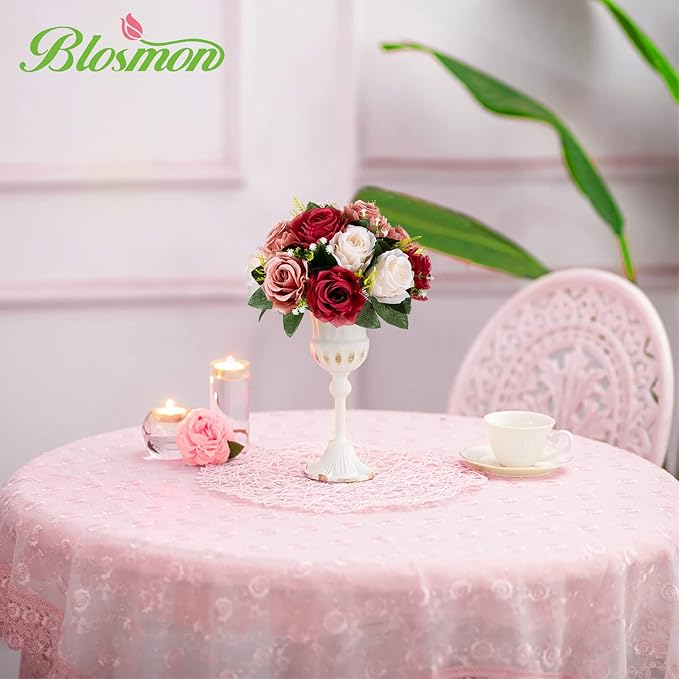 Artificial Flower Ball Centerpieces, Burgundy Silk Roses, 3-in-1 Design