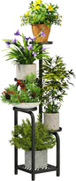 TOSKING 5 Tier Tall Plant Stand Indoor Outdoor, Heavy Duty Corner Shelf for Plants & Decor, Space Saving 3.9FT Metal Flower Pot Stand for Balcony, Garden, Living Room, Patio (Black, 47in)