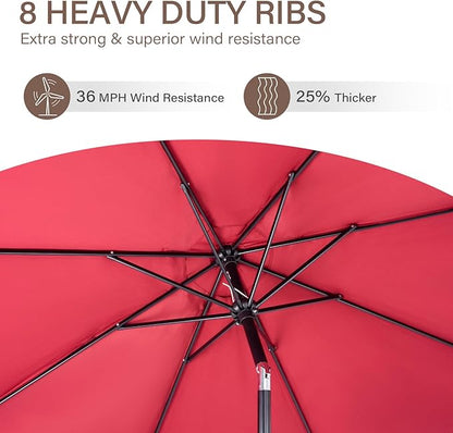 Backyard Expressions 9 ft. Patio Umbrella, Market Table Umbrella w/Tilt and Crank, 8 Ribs