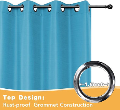 HolidayIdeas Outdoor Curtains for Patio Waterproof, 4 Panels - 54 x 95 Inch - Privacy Protection & Light Filtering Curtains Teal Grommet Outside Curtains for Porch, Gazebo, Pergola, Backyard