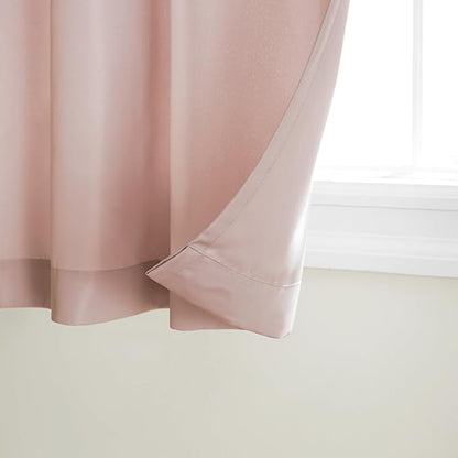 TOWN & COUNTRY BASICS Cabana Solid Heavyweight Indoor Outdoor Curtains, Light Filtering Opacity with Grommet Top, Water Repellent, 2-Pack Set, 54"x96", Blush