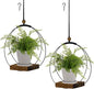 Hanging Planter for Indoor Plants,Plant Hanger with Sturdy Wood Base & Pot, Modern Boho Macrame Plant Hanger,Wall Ceiling Window Stands(2 Pack+Pots)