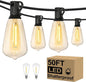 Brightever LED Outdoor String Lights 50FT Patio Lights with 27 Shatterproof ST38 Vintage Edison Bulbs, Outside Hanging Light Waterproof for Porch, Deck, Garden, Backyard, Balcony, 2200K Dimmable