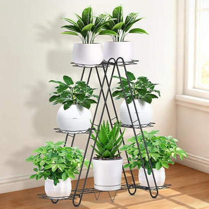 Heavy Duty Metal Plant Stand, Indoor Outdoor Plant Shelf & Rack - 3 Tiers 7 Pots, Plant Holder for Plants/Flowers/Planters, for Living Room Home Corner Patio & Garden