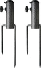 AMMSUN Patio Umbrella Steel Anchor Beach Umbrella Heavy Duty Metal Ground Grass Auger Holder Stands Base with Two Forks Ideal for Use in Soil For Flag, Fishing Rod, Outdoor, Park, Lawn