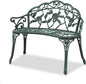 VINGLI 38.5" Patio Park Garden Outdoor Metal Rose Bench, 2-Person Cast Iron Cast Aluminium Frame Antique Finish Chair,Accented Lawn Front Porch Path Yard Decor Deck Furniture (Green, Rose)