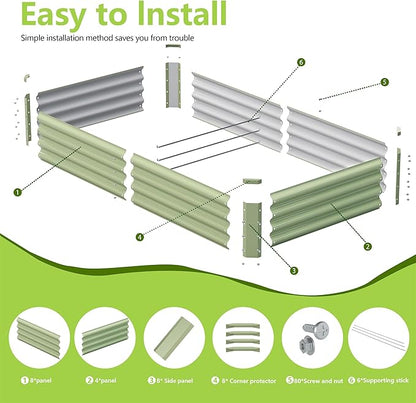 2PCS 6x3x1FT Galvanized Raised Garden Bed, Galvanized Planter Raised Garden Boxes Outdoor, Large Metal Raised Garden Beds for Vegetables-Green