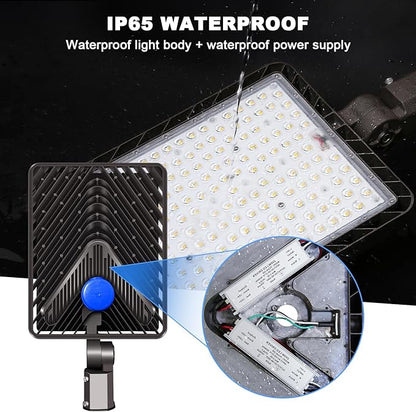 Juyace 480W LED Parking Lot Light,Slip Fitter Mount, 72000LM Shoebox Flood Light with Photocell, IP65 Waterproof Outdoor Area Street Light for Commercial Stadium Warehouse, 110-277V