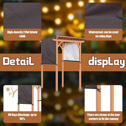 Universal Pergola Replacement Canopy Outdoor Canopy Shade Cover Waterproof Shade Top Cover for Outdoor Patio Porch Backyard(16 x 7 ft,Coffee)