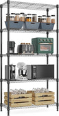 Xcity Storage Shelves, 5 Tier Heavy Duty Metal Shelving Unit, 2000 LBS Capacity Adjustable Steel Wire Shelf Organizer for Pantry, Kitchen, Garage, 14" D x 30" W x 60" H, Black