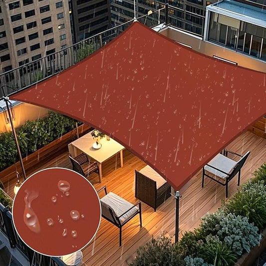 Artpuch Waterproof Sun Shade Sail, 10'x10' Rust Red Rectangular, UV Resistant Rain Canopy, Curved Edges Shade Cloth for Outdoor Patio, Deck, Yard