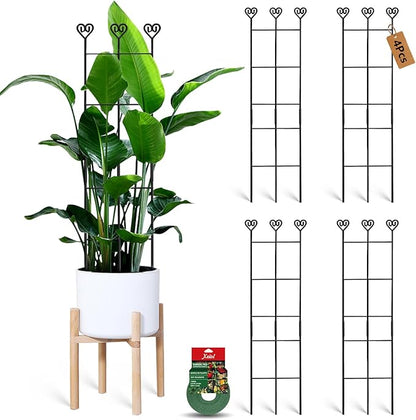 32in Large Indoor Plant Trellis for Climbing Plants, Expandable Metal Garden Trellis for Potted Plants, Tall Plant Supports for Ivy Pothos Hoya Monstera, 4p