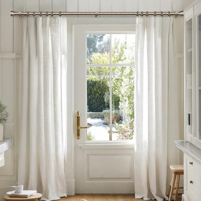 Retro Silver Curtain Rods for Windows 28 to 48 Inches Adjustable Length Heavy Duty 1" Diameter Window Curtain Rod with Decorative Finials for Outdoor Bedroom Kitchen Living Room Farmhouse