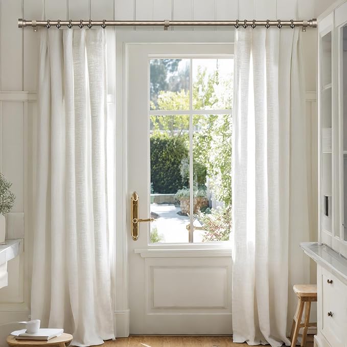 Retro Silver Curtain Rods for Windows 66 to 120 Inches Adjustable Length Heavy Duty 1" Diameter Window Curtain Rod with Decorative Finials for Outdoor Bedroom Kitchen Living Room Farmhouse