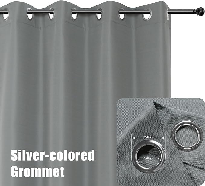 BONZER Waterproof Outdoor Curtains for Patio Porch Pergola Cabana Light Filtering Privacy Grommet Indoor Curtain Panels for Bedroom Living Room, 1 Panel, 54W x 84L inch, Grey
