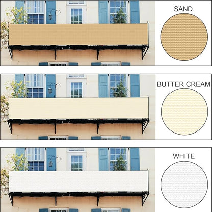 LOVE STORY Custom Size 3'x26' Butter Cream Balcony Privacy Screen,UV Block Privacy Fence Screen,90% Shield for Outdoor Pool Garden Apartment Railing