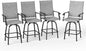 PHI VILLA Outdoor Swivel Patio Bar Stools Set of 4, 30 Inch Bar Height Tall Patio Chairs with Back & Armrest, Durable Textilene Fabric in Grey for Deck Lawn Garden