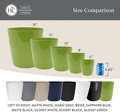 The HC Companies Aria Round Self-Watering Pot - Lightweight Plastic Planter for Herbs & More - Durable Plant Pots for Indoor Plants & Outdoor Plants (6" Sapphire Blue, Pack of 2)