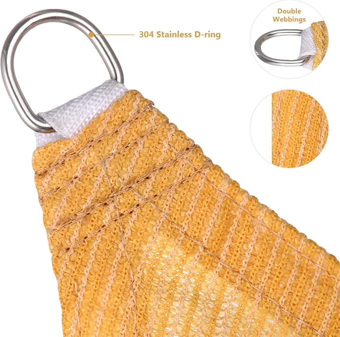 Eden's Decor Straight Flat-Edged Sun Shade Sail Rectangular 15' x 16' Wheat UV-Blocking Outdoor Canopy Fabric Cloth Awning for Pergola Patio Garden Backyard Custom Size