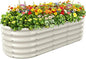 17" Tall Outdoor Garden Raised Garden Bed Kits, 5ft X 2ft Oval,0.8MM Thick Metal Raised Planter Bed/Ground Planter Box for Variety of Flowers,Herbs,Vegetables (Cream White, 60X24X16.5 Inches)