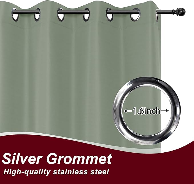 HolidayIdeas Grommet Outdoor Curtains for Patio Waterproof 8 Pcs All Weather Balcony Outside Curtain Drapes for Apartments, Gazebo, Pergolas, Porch, 54x84 Inch, Sage Green
