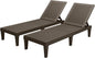 Greesum Outdoor Chaise Lounge Chairs Set of 2 with 5-Position Adjustable Backrest, Waterproof PP Sun Chaise Loungers for Garden Pool Beach Patio Deck Sunbathing, Brown
