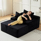 67 Inch Chaise Lounge Chair Indoor, Oversized Upholstered Boneless Sofa Bed, Corduroy Deep Seat Sleeper Couch Reading Chairs, Comfy Cloud Sofas Couches for Living Room, No Assembly Required (Black)