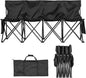 VEVOR Portable Folding Bench, 4 Seat Foldable Soccer Bench with Side Pockets and Carrying Bag, Lightweight Sideline Seating with Back Rest for Football, Baseball, Camping, Outdoor Events, Black