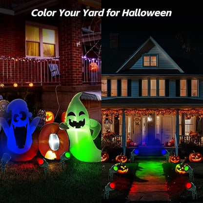 Spotlight Outdoor – 120V Plug-In, 6500K Cool White LED Landscape Lighting with RGB Purple 4 Color Lenses for Yard, Garden, Lawn & Tree Decor on Holidays&Everyday, IP67 Waterproof (4 Pack,Green)