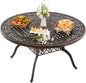 Outdoor Patio Dining Table - All-Weather Cast Aluminum 54.5" x 28.5“ Round Patio Table with 2" Umbrella Hole for Balcony Lawn Garden Backyard