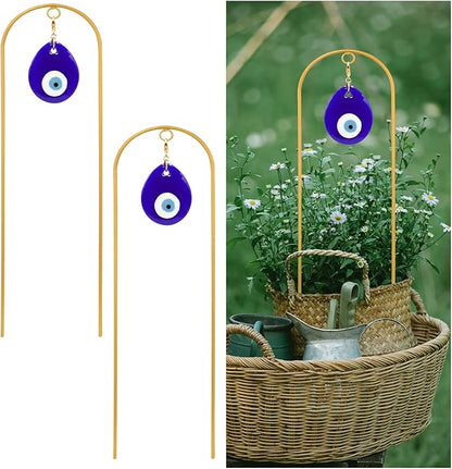 Plant Trellis for Climbing Plants indoor Evil Eye Decorations Mini Metal Houseplant Climber Support for Potted Plants Trellis Metal Yard Art Garden Stakes Decorative Indoor Outdoor 2 Pack Ivy