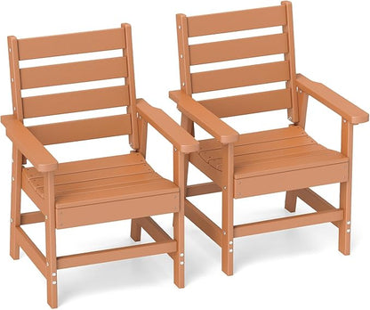 GREENVINES Outdoor Dining Chairs Set of 2 | HDPE | Patio Chair | All-Weather | Teak