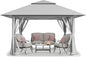 CROWN SHADES 11X11 Outdoor Pop Up Gazebo Base 10X10 Patio Gazebos Patented Center Lock Quick Setup Newly Designed Storage Bag Instant Canopy Tent with Mosquito Nettings (11x11, Gray)