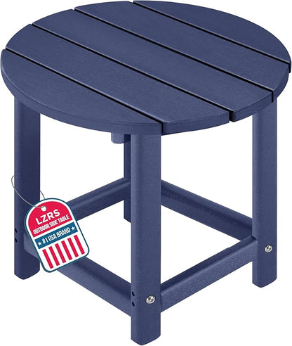 LZRS Round Adirondack Patio Side Table End Table, Outdoor Side Tables for Patio, Backyard,Pool, Indoor Companion, Easy Maintenance & Weather Resistant(Navy Blue)