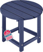LZRS Round Adirondack Patio Side Table End Table, Outdoor Side Tables for Patio, Backyard,Pool, Indoor Companion, Easy Maintenance & Weather Resistant(Navy Blue)