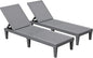 Devoko Outdoor Chaise Lounge Chair Set of 2 for Outside Pool Patio, Adjustable Waterproof Easy Assembly Chaise Lounge Outdoor (Light Grey, Set of 2)