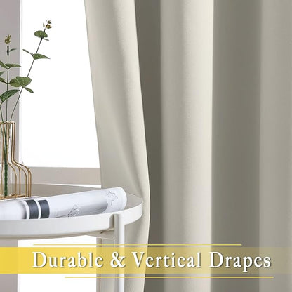 NICETOWN Blackout Curtains 63 inches Long for Living Room Bedroom, Grommet Thermal Insulated Room Divider Drape Window Treatment for Sliding Patio Door, W100 x L63, 1 Panel, Natural