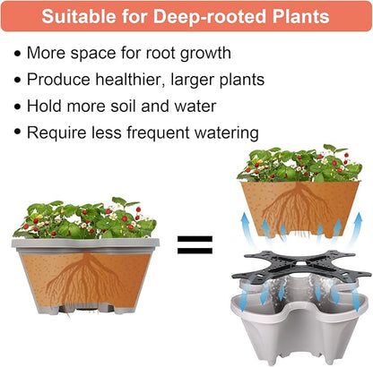 GameXcel Vertical Planter 7 Tier Stackable Planters Garden Planters Strawberry Herb Flower and Vegetable Planter Indoor Outdoor Gardening Pots with Removable Wheels and Tools - Gray