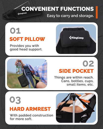 KingCamp Hammock Chair with Footrest – Heavy Duty Swinging Rocking Camping Chairs for Adults up to 400lbs, Folding Portable Oversized Rocker with Cup Holder & Pillow for Outdoor Beach Lawn RV Sports