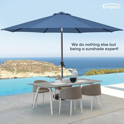 Tempera Patio Market Outdoor Table Umbrella with Auto Tilt and Crank, Large Sun Umbrella with Sturdy Pole & Fade Resistant Canopy, Easy to Set