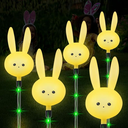 Easter Decorations Outdoor - Set of 3PCS Easter Gifts Decor with Cute Bunny Lights,Unique Housewarming Outside Gifts,Waterproof Solar Garden Stake Lights for Yard/Lawn/Birthday Decor