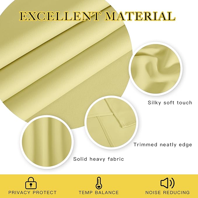 NICETOWN Blackout Curtains for Sliding Glass Door Room Divider Noise Reduce Curtain Panel Portable Window Screen Sliding Partition, W100 x L102 inches, 1 Panel, Paler Yellow