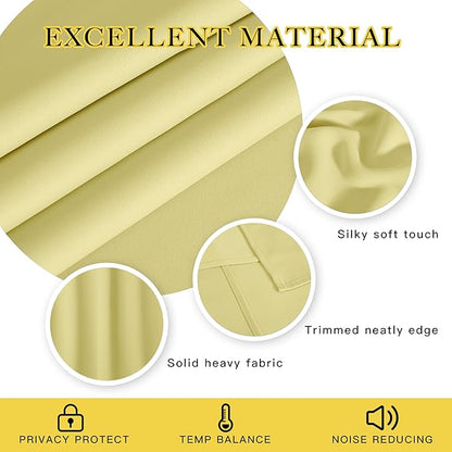 NICETOWN Paler Yellow Blackout Curtain for Living Room - Solid Thermal Insulated Grommet Blackout Panel/Drape for Bedroom Kitchen Window (1 Panel, 52 inches Wide by 54 inches Long)