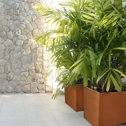 Corten Steel Planter Box Large Outdoor Planter 24 Inch Square Cube Planters Rustic Metal Garden Flower Pot for Commercial Residential Patio and Yard