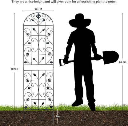 Trellis for Climbing Plants Outdoor, （2 Pack 70.8x19.6-inch）, Generic Metal Garden Trellis, Rustproof, Easy Assembly,（Black）