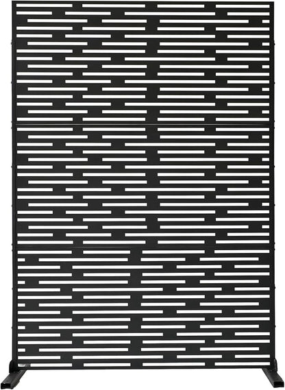 Oakland Living 6 ft. X 4 ft. Black Freestanding Metal Privacy Screen Room Divider