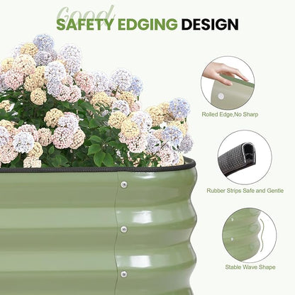 G GOOD GAIN 4-in-1 Adjustable Raised Garden Bed Kit | Galvanized Planter Boxes for Vegetables, Flowers | 12" Tall, Multiple Sizes (5x3x1ft, 4x4x1ft, 6x2x1ft, 7x1x1ft) | Outdoor Metal Raised Bed, Green