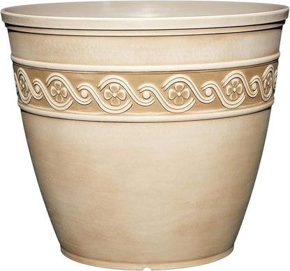 Classic Home and Garden Corinthian Resin Flower Pot Planter, Desert Tan, 8"